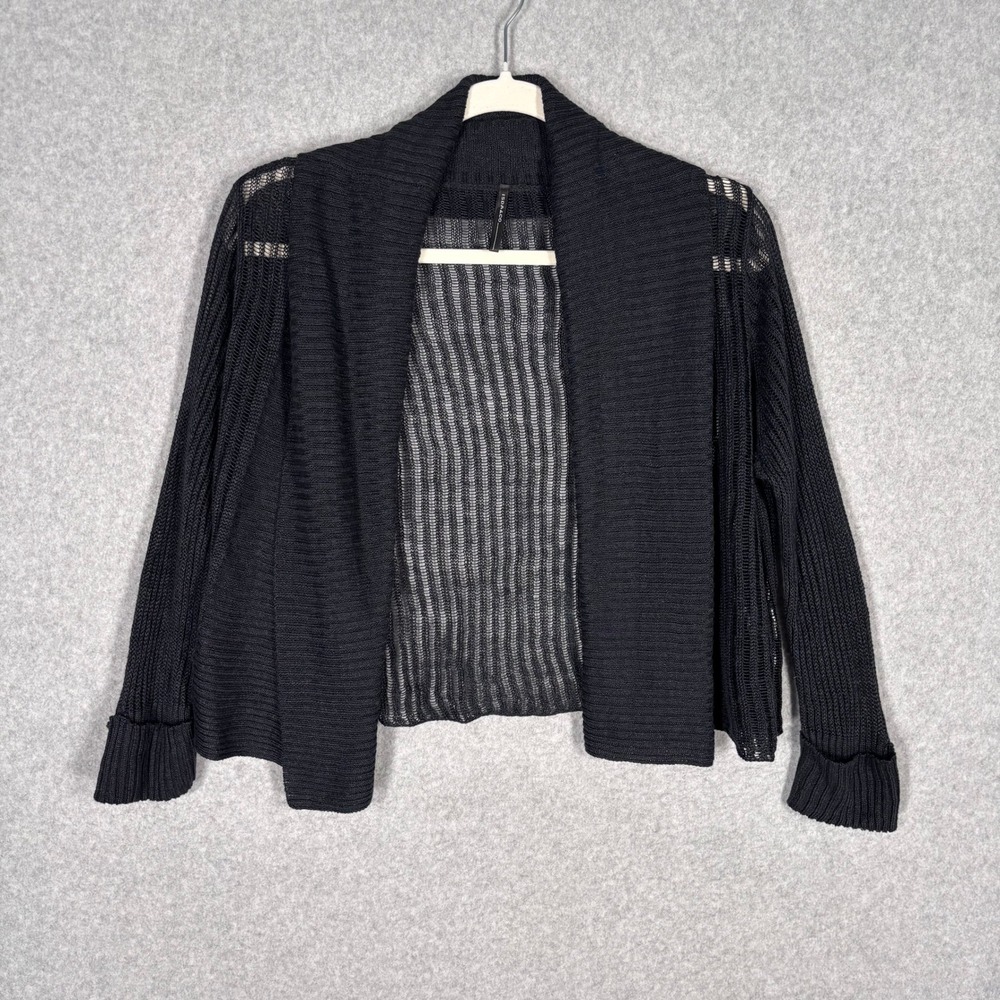 ISDA & CO Sheer Hemp Cardigan Sweater Medium Black Cropped Dainty‎ Goth Feminine